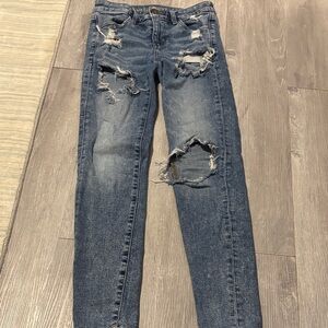 American Eagle Outfitters Ripped Blue Skinny Jeans